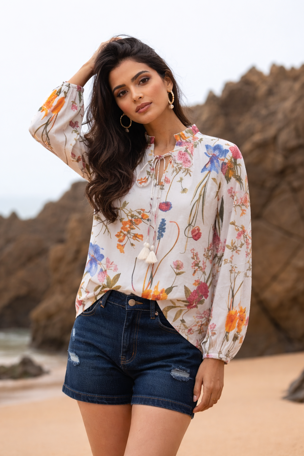 Printed Poplin Top for women
