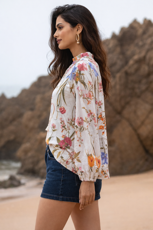 Printed Poplin Top for women